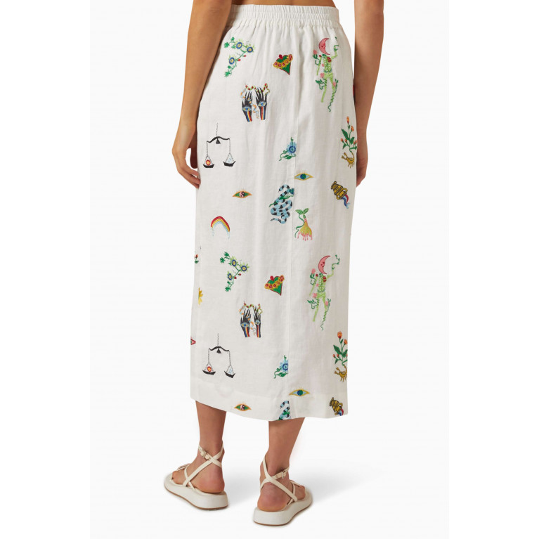 Alemais - Atticus Embroidered Skirt in Linen