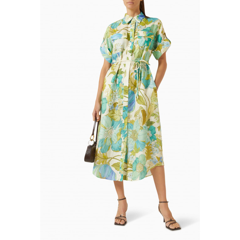 Alemais - Janis Shirt Midi Dress in Linen
