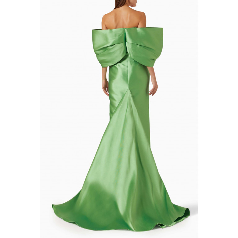 Solace London - Delphina Maxi Dress in Crepe-knit Green