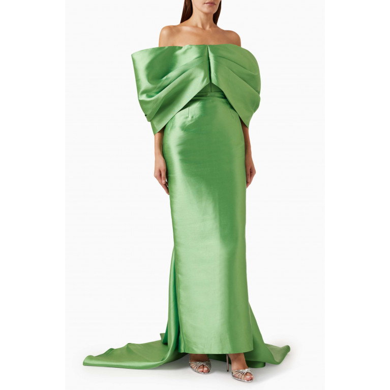 Solace London - Delphina Maxi Dress in Crepe-knit Green
