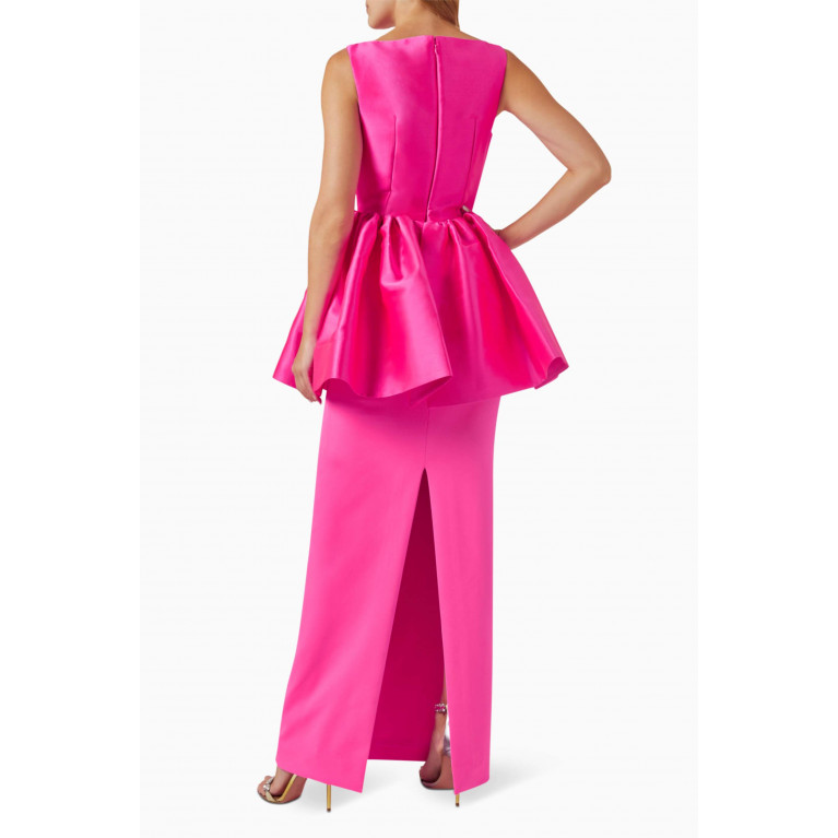 Solace London - Alda Maxi Dress in Crepe-knit & Organza Pink
