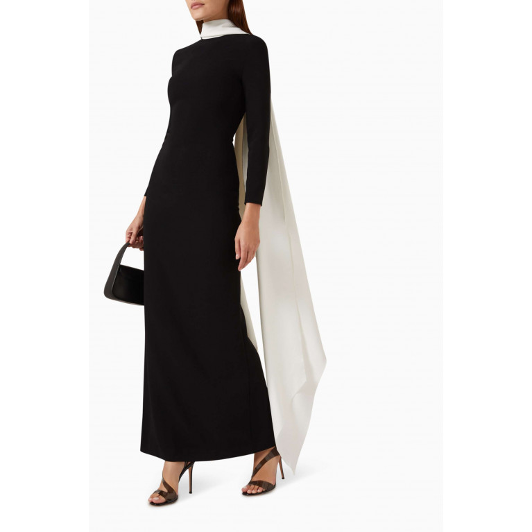 Solace London - Luisa Maxi Dress in Woven Crepe Black