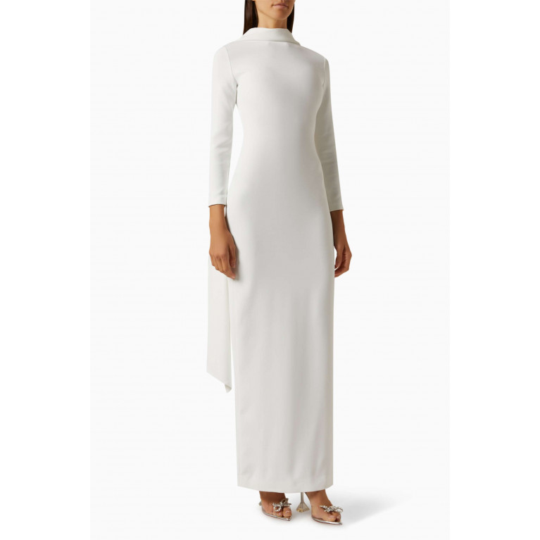 Solace London - Luisa Maxi Dress in Woven Crepe Neutral