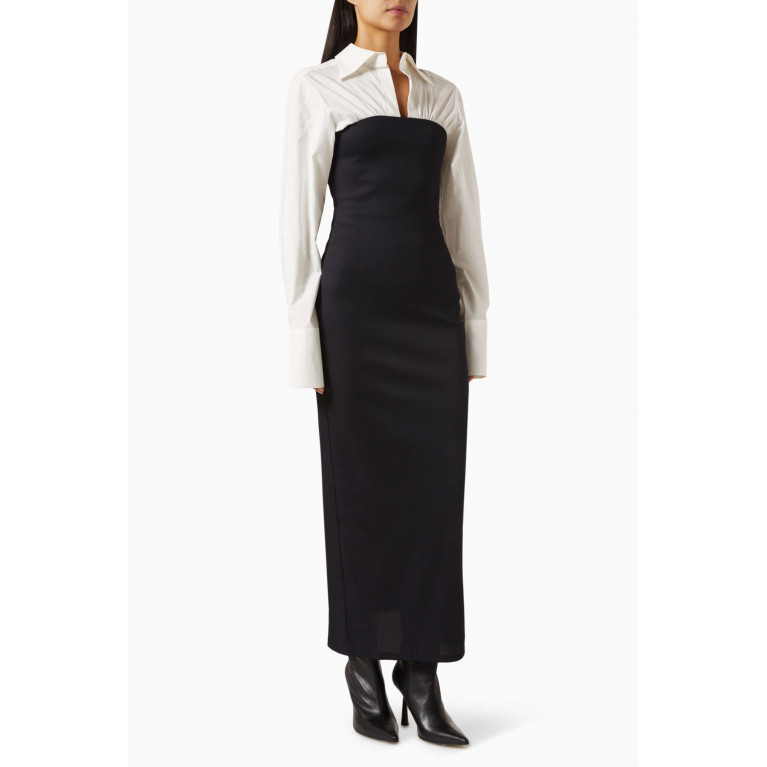 ANNA QUAN - Austen Hybrid Maxi Dress in Cotton-poplin & Jersey