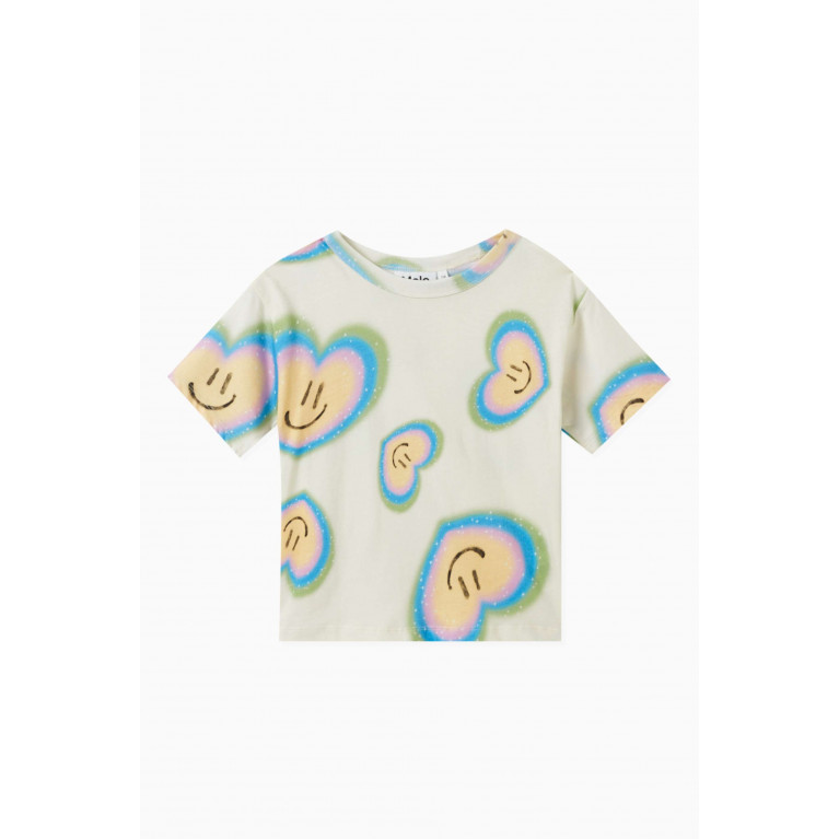 Molo - Rabecke Hearts Smiley Face-print T-shirt in Organic-cotton