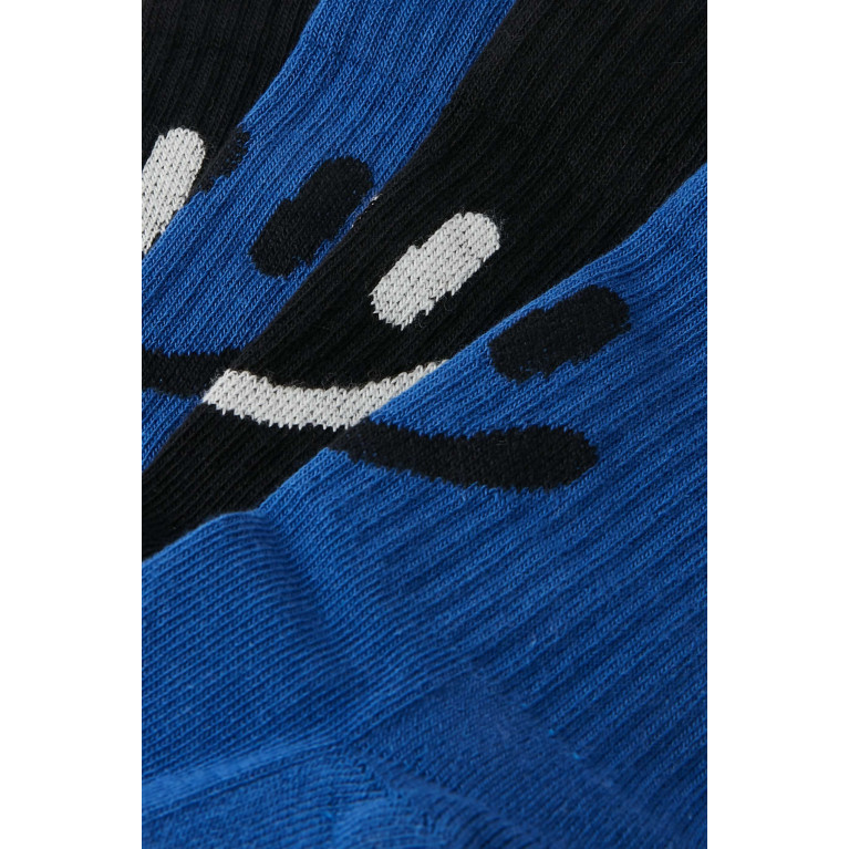 Molo - Norman Smiley Socks in Cotton-Blend, Pack of Two Blue