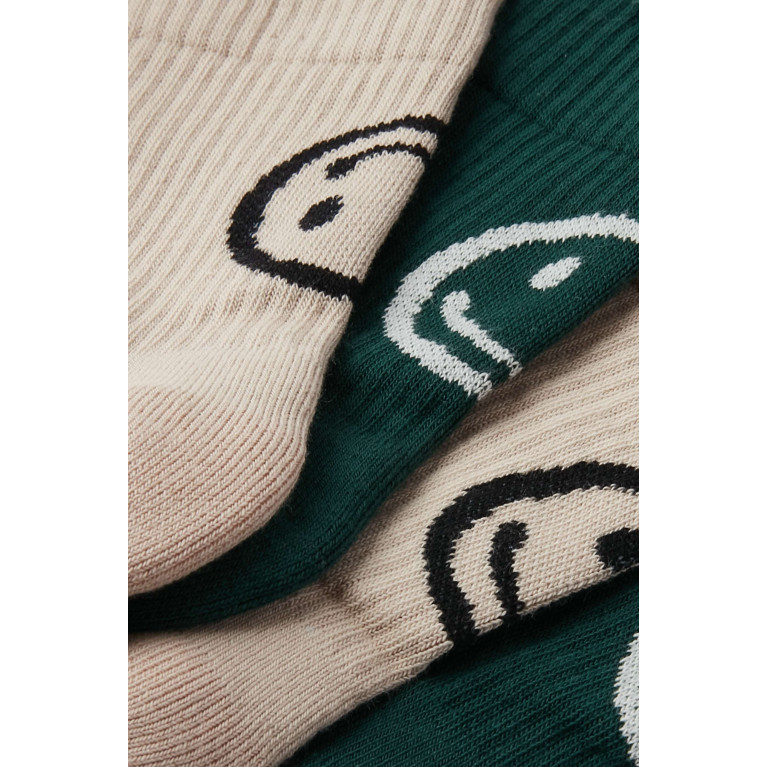 Molo - Norman Smiley Socks in Cotton-Blend, Pack of Two White