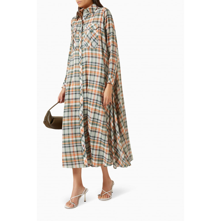 DANEH - Plaid Belted Midi Dress in Cotton