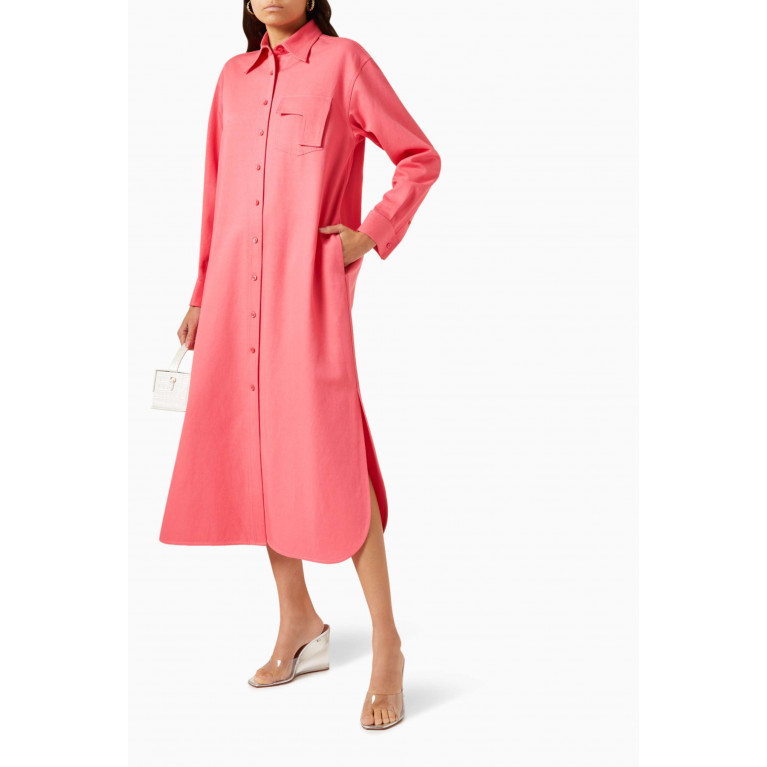 DANEH - Bubble-gum Shirt Dress in Cotton-blend