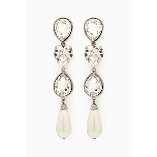 Alessandra Rich - Crystal & Pearl Drop Clip-on Earrings