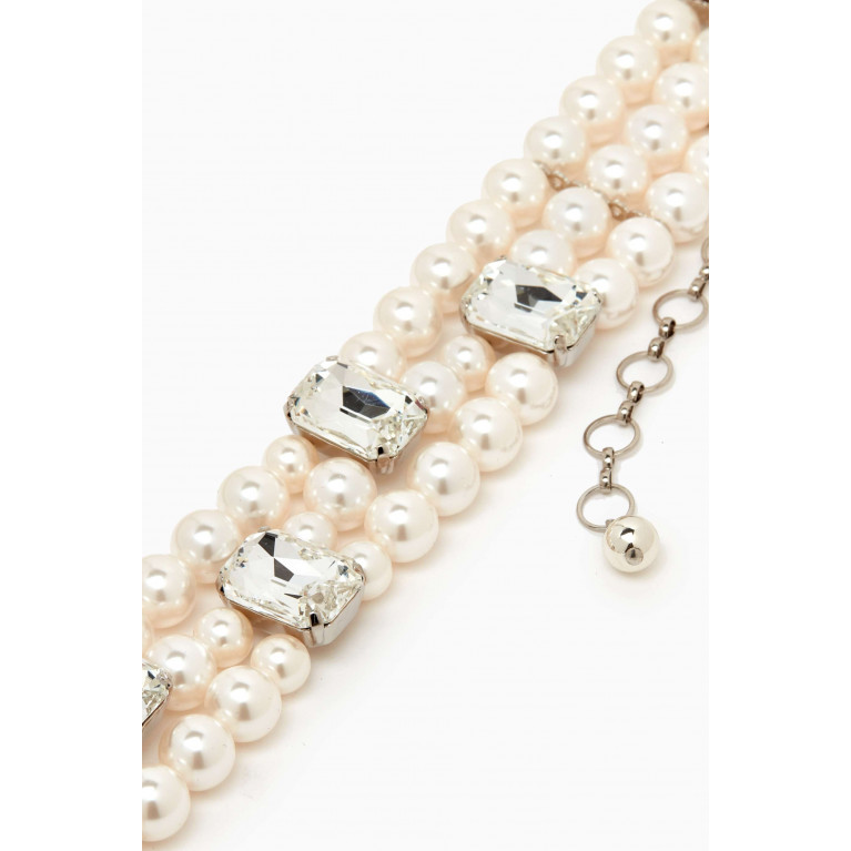 Alessandra Rich - Triple-layer Crystal & Pearl Choker Necklace