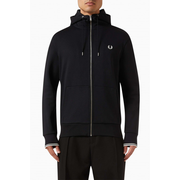 Fred Perry - Hooded Zip-through Sweatshirt in Cotton-blend
