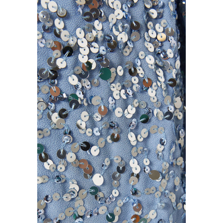 Amelia Rose - Embellished Wrap Midi Dress in Crepe