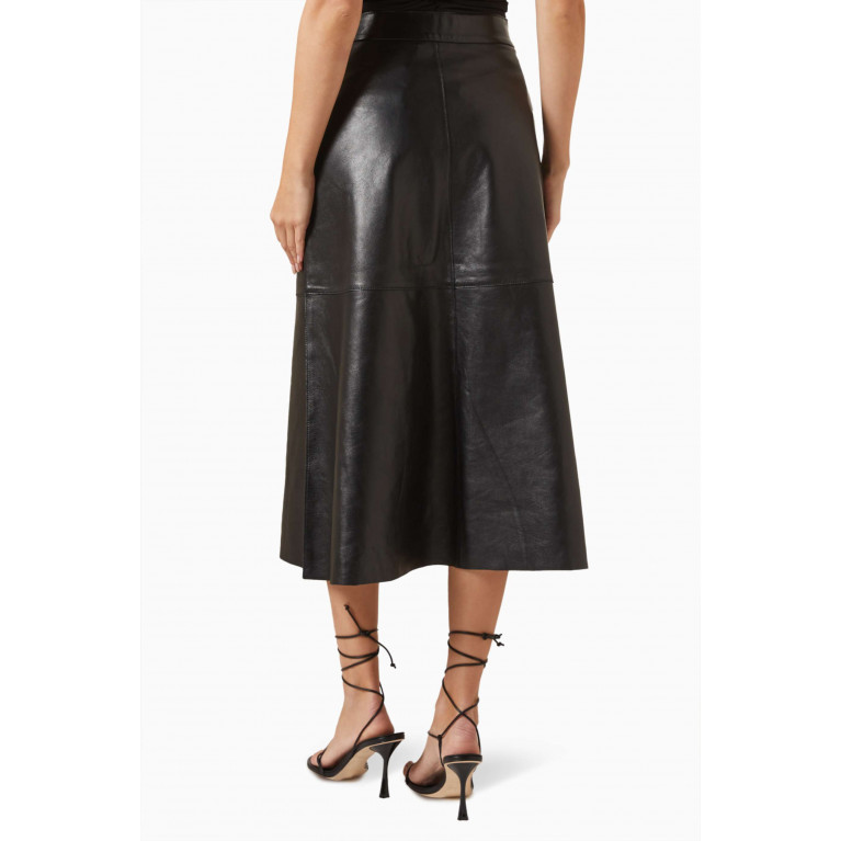 Day Birger et Mikkelsen - Gardenia A-line Midi Skirt in Leather