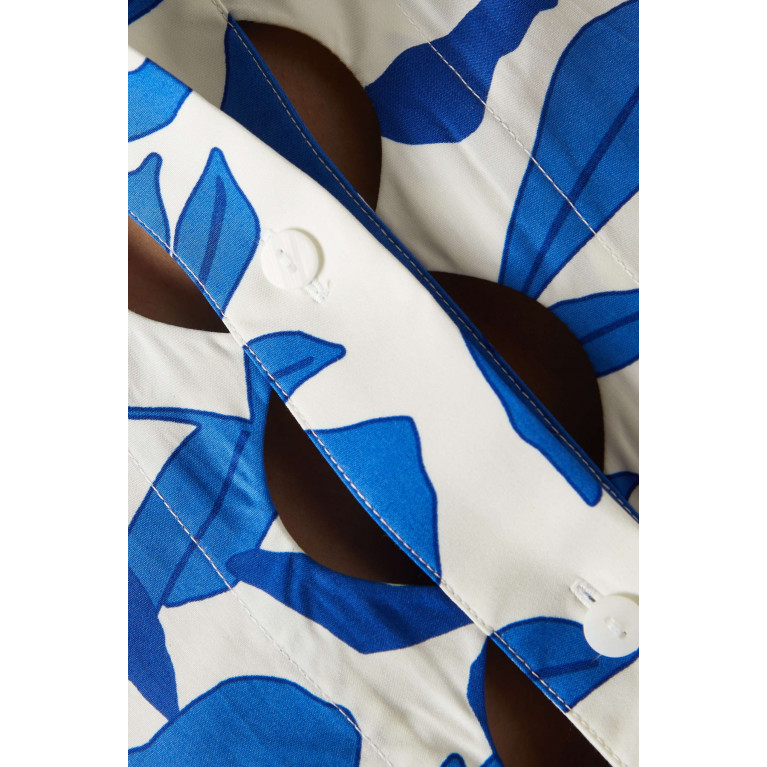 Shona Joy - Bleue Scallop Cut-out Oversized Shirt in Cotton Poplin