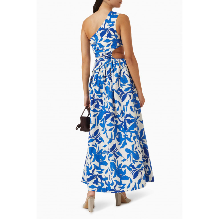 Shona Joy - Bleue Asymmetrical Cut-out Maxi Dress in Cotton Poplin