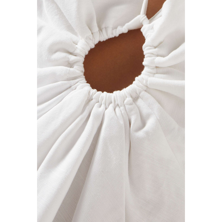 Shona Joy - Ruched Keyhole Mini Dress in Linen-blend