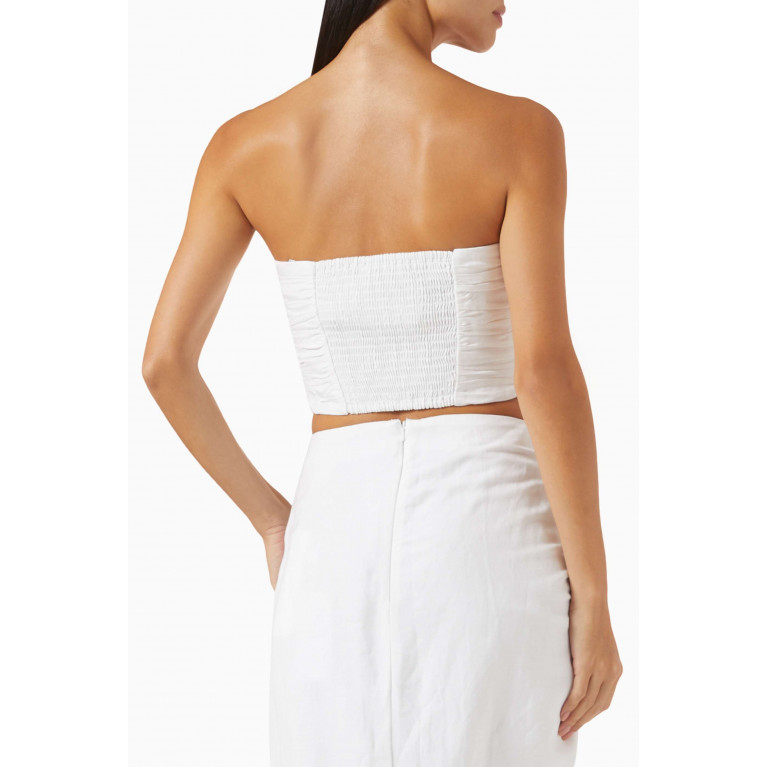 Shona Joy - Strapless Cut-out Ruched Top in Linen-blend