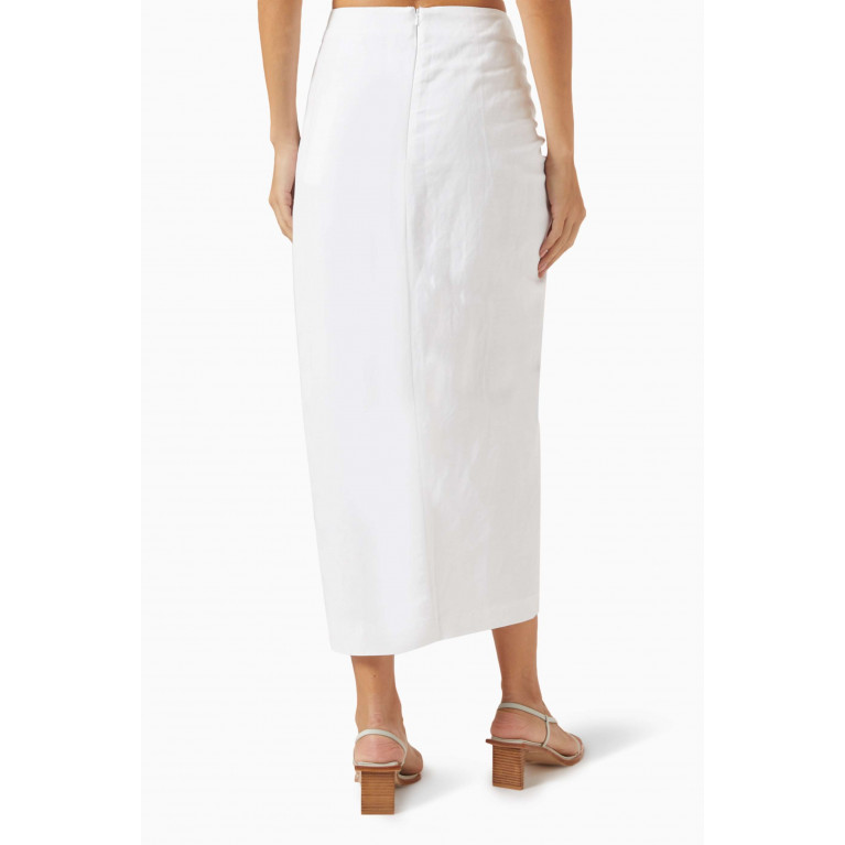 Shona Joy - Ruched Drawstring Midi Skirt in Linen-blend
