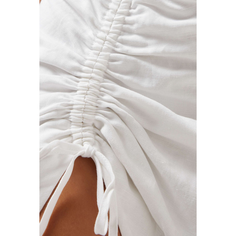 Shona Joy - Ruched Drawstring Midi Skirt in Linen-blend