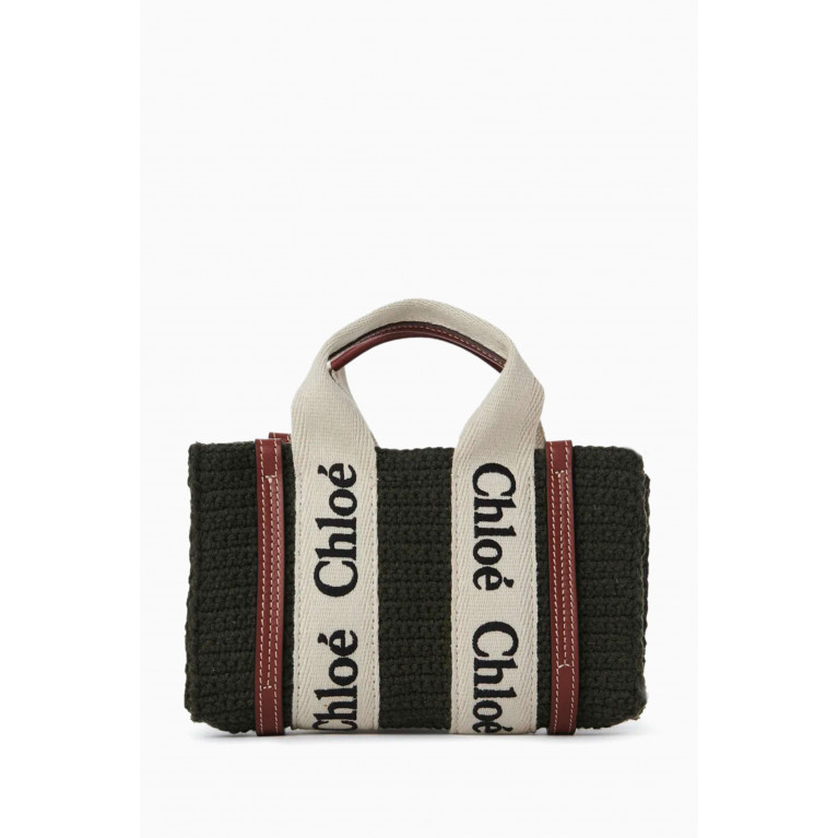 Chloé - Mini Woody Tote Bag in Crochet Grey