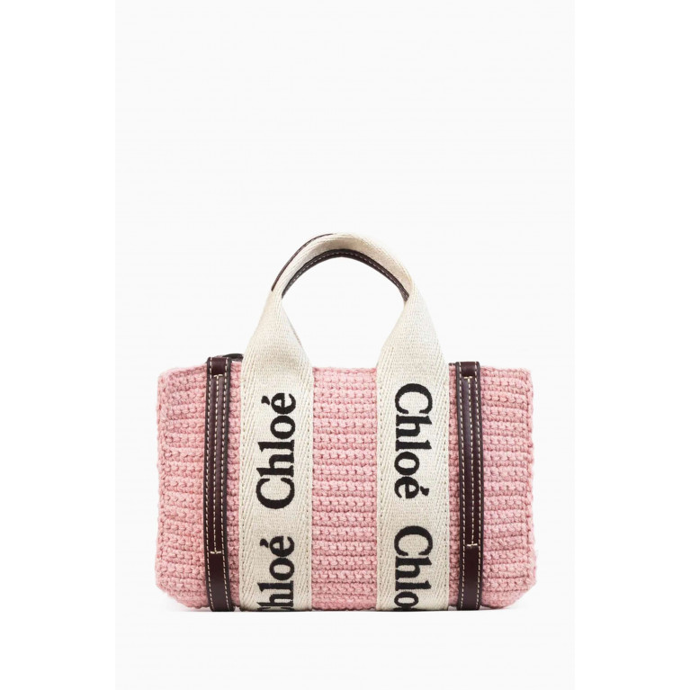 Chloé - Mini Woody Tote Bag in Crochet Pink