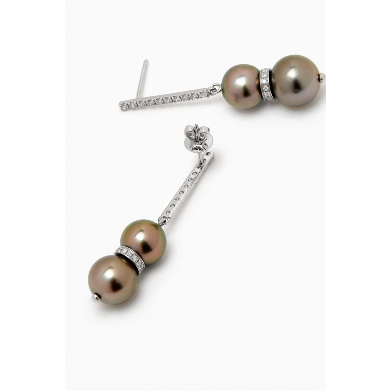 Robert Wan - Amulette Pearl & Diamond Drop Earrings in 18kt White Gold