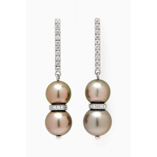 Robert Wan - Amulette Pearl & Diamond Drop Earrings in 18kt White Gold