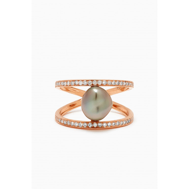 Robert Wan - Amulette Pearl & Diamond Ring in 18kt Rose Gold