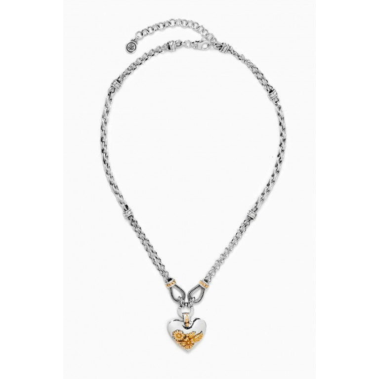 Azza Fahmy - Fallahy Heart Chain Necklace in 18kt Gold & Sterling Silver