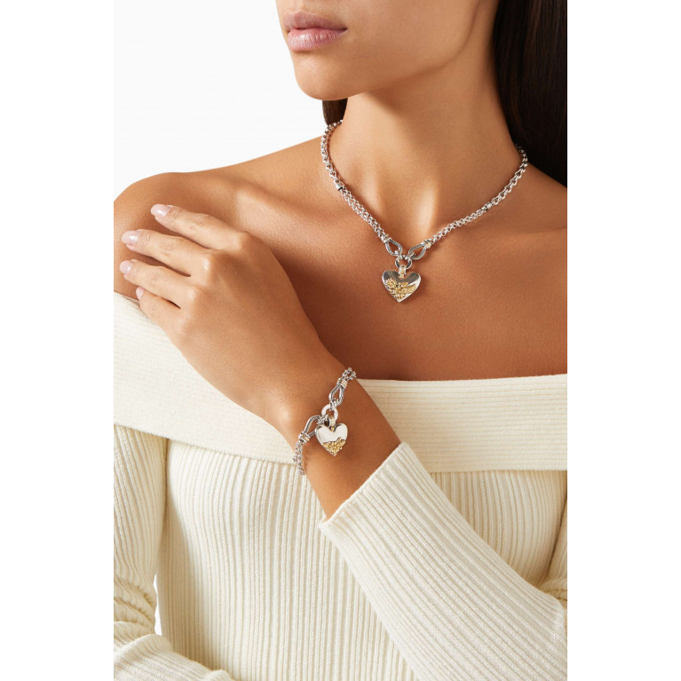 Azza Fahmy - Fallahy Heart Chain Necklace in 18kt Gold & Sterling Silver
