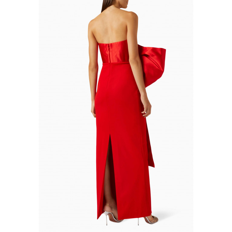 Solace London - Maeve Maxi Dress in Twill & Crepe-knit Red
