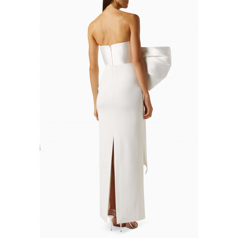 Solace London - Maeve Maxi Dress in Twill & Crepe-knit White