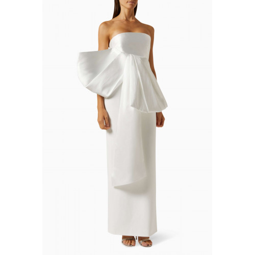 Solace London - Maeve Maxi Dress in Twill & Crepe-knit White