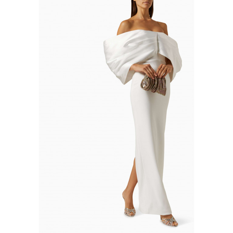 Solace London - Filippa Maxi Dress in Twill & Crepe-knit White