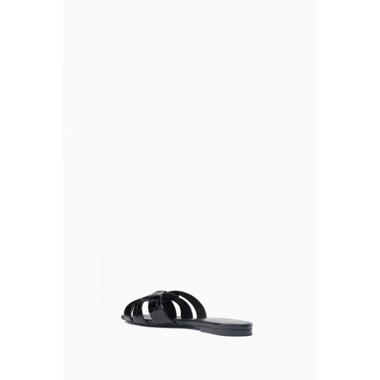 Saint Laurent - Tribute Flat Sandals in Croc-embossed Leather