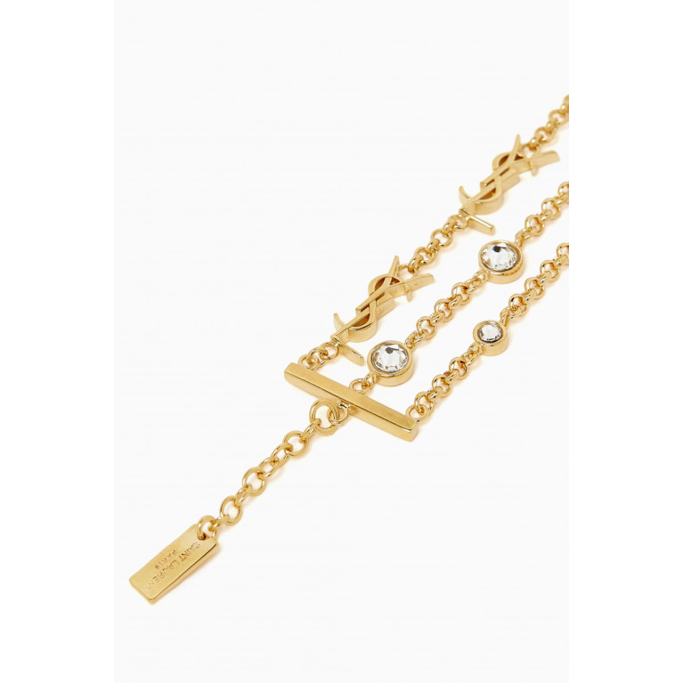 Saint Laurent - Cassandre Crystal Multi-Chain Bracelet in Brass