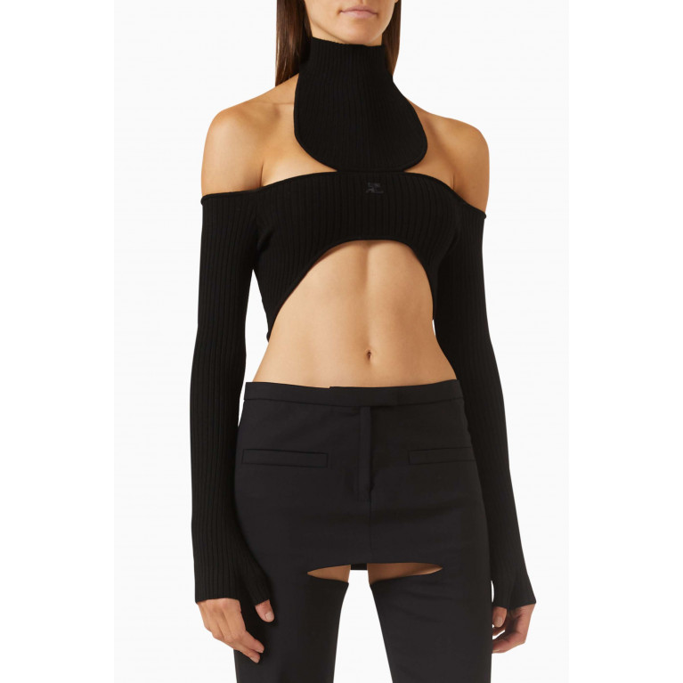 Courreges - Holistic Asymmetrical Crop Top in Ribbed-knit