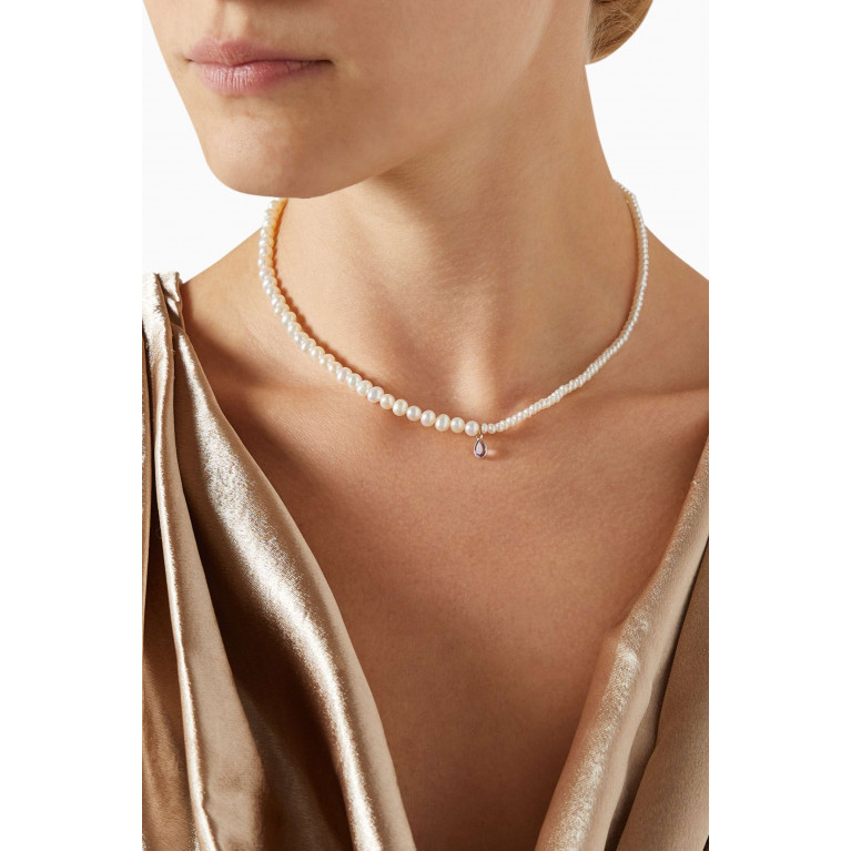 Loren Stewart - Pearl Amethyst Drop Necklace in 14kt Gold