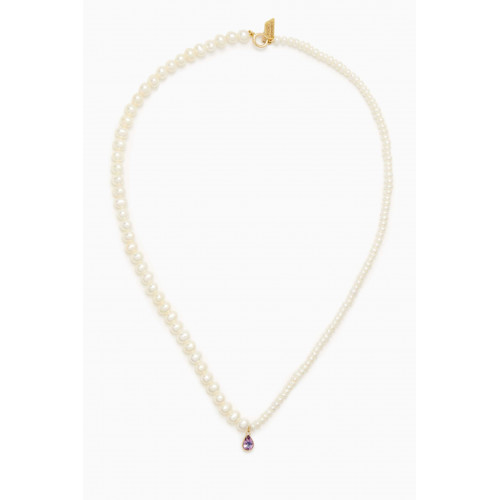 Loren Stewart - Pearl Amethyst Drop Necklace in 14kt Gold