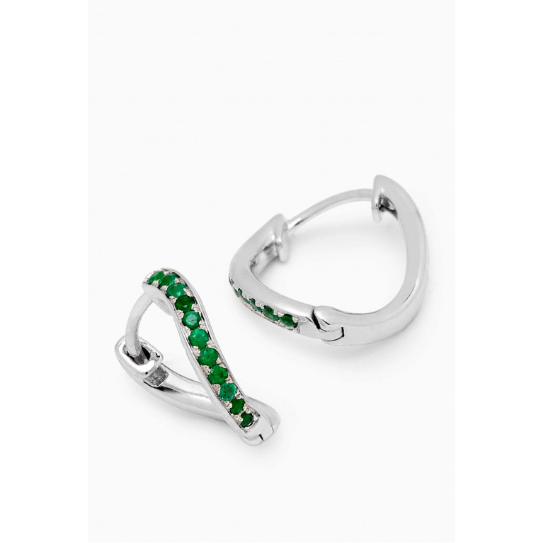 HIBA JABER - Mini Infinity Hoops with Emeralds in 18kt White Gold