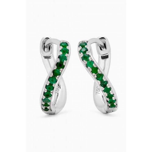 HIBA JABER - Mini Infinity Hoops with Emeralds in 18kt White Gold