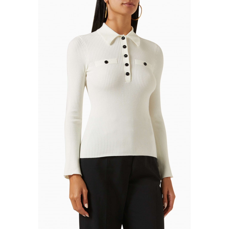 Maje - Buttoned Sweater in Ribbed Knit