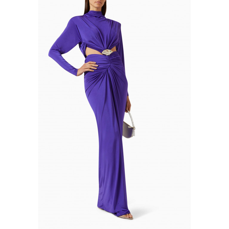 Raisa & Vanessa - Crystal-embellished Maxi Dress in Jersey Purple