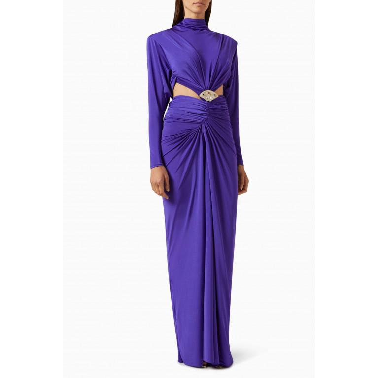 Raisa & Vanessa - Crystal-embellished Maxi Dress in Jersey Purple