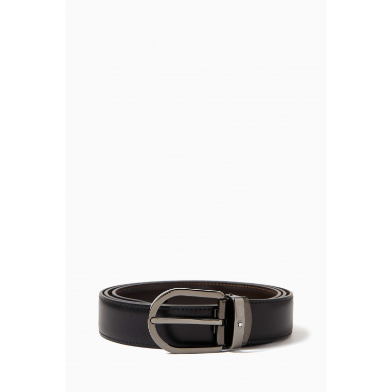 Montblanc - Reversible Horseshoe Buckle Belt in Leather, 30mm