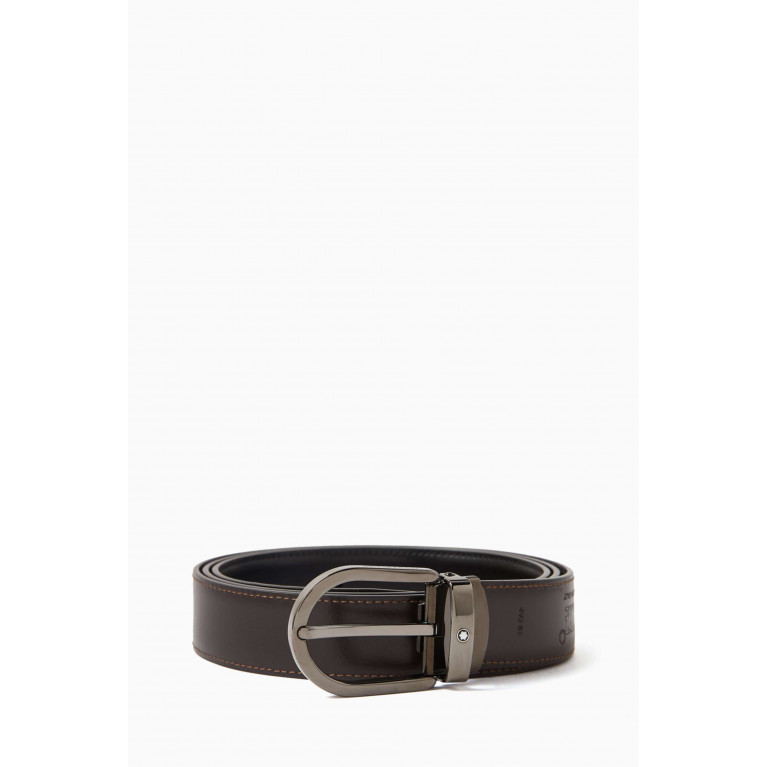 Montblanc - Reversible Horseshoe Buckle Belt in Leather, 30mm