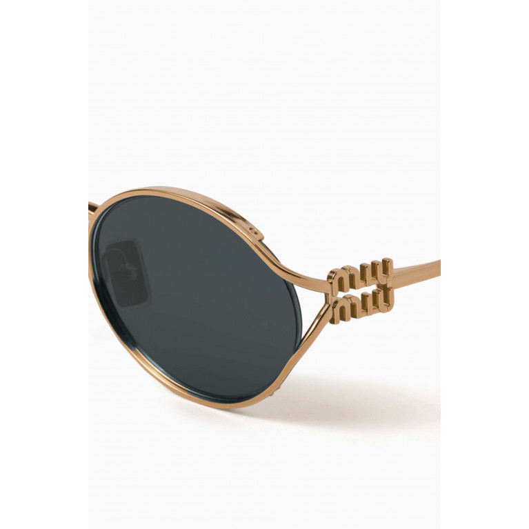 Miu Miu - Logo Oval Sunglasses in Metal