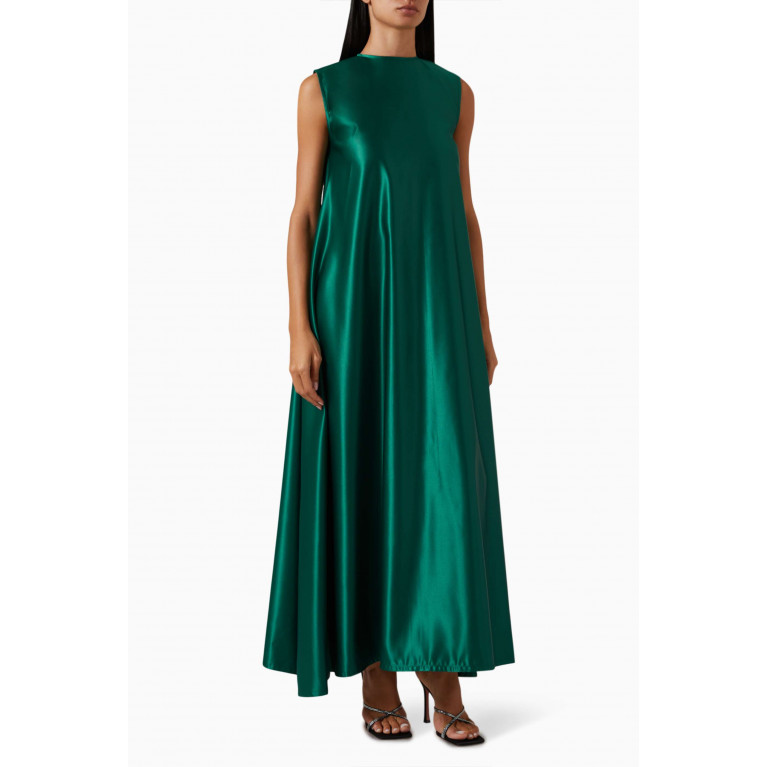 Roua AlMawally - Cloche Maxi Dress in Ombré Organza Green
