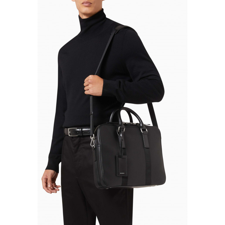 Sandro - Large Logo Briefcase in Coated-canvas